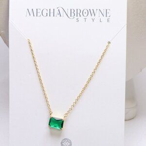 Meghan Browne 18k over .925 Sterling Silver Green Crystal Necklace New